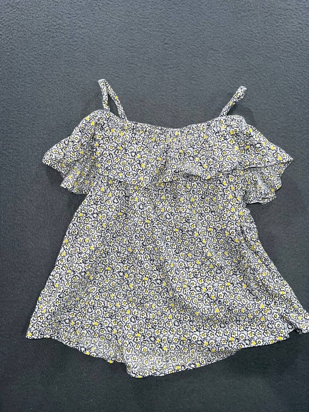 Monoprix Floral Ruffle Detail Cold Shoulder cotton Top Size 10 A009335
